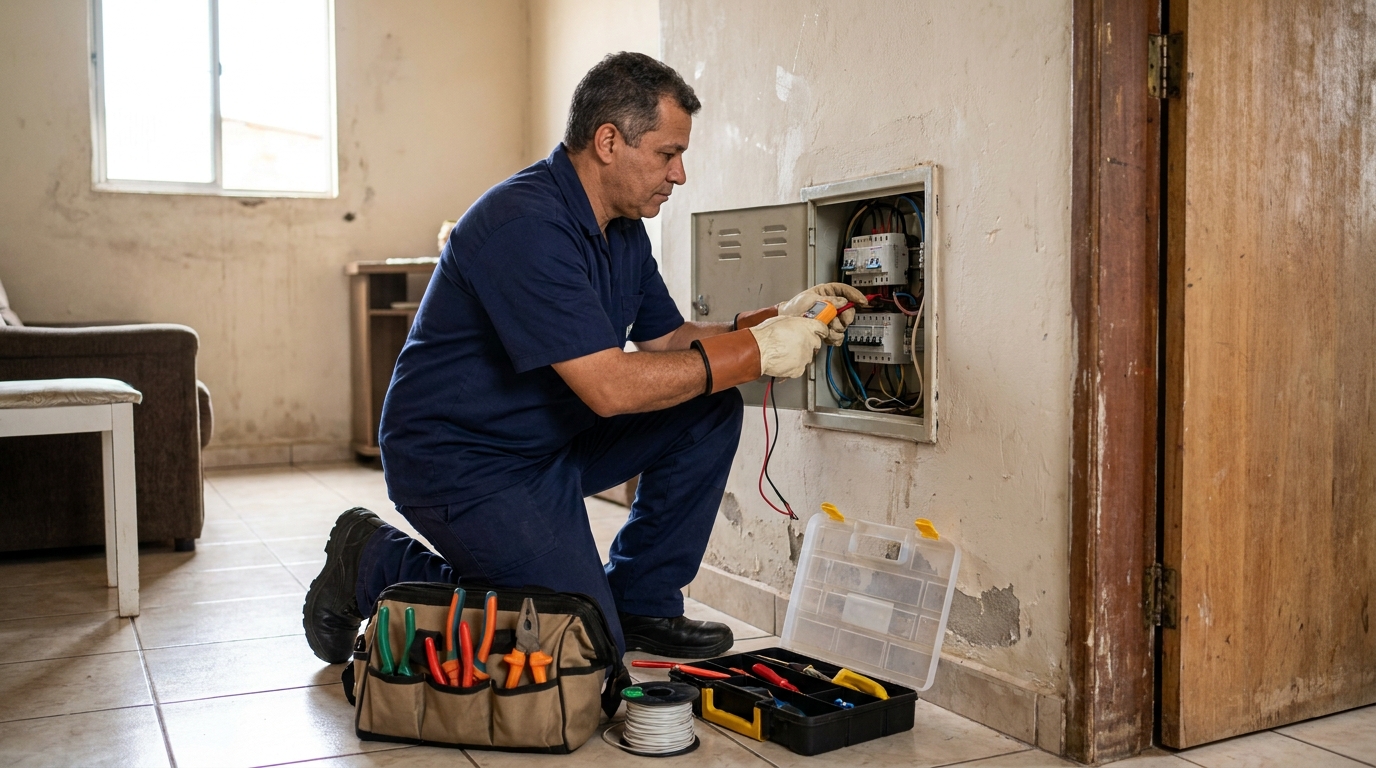 Eletricista com ferramentas em Fortaleza‑CE