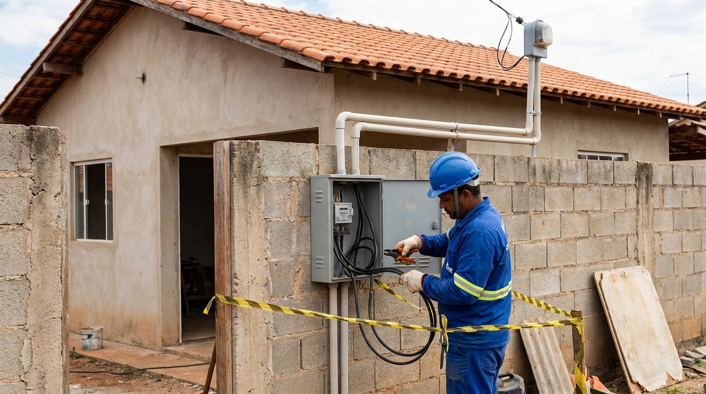 Eletricista instalando padrao de energia em Fortaleza‑CE