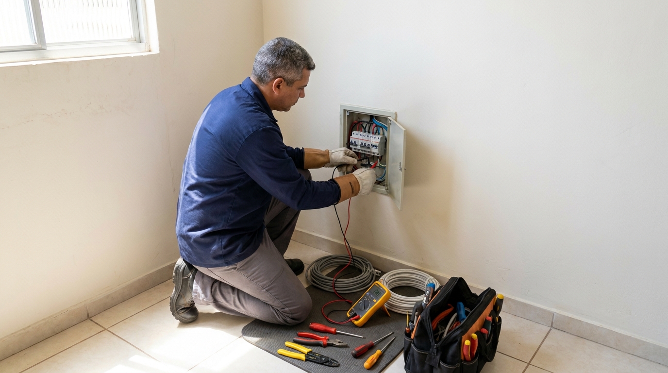 Eletricista atendendo em residência em Fortaleza-CE