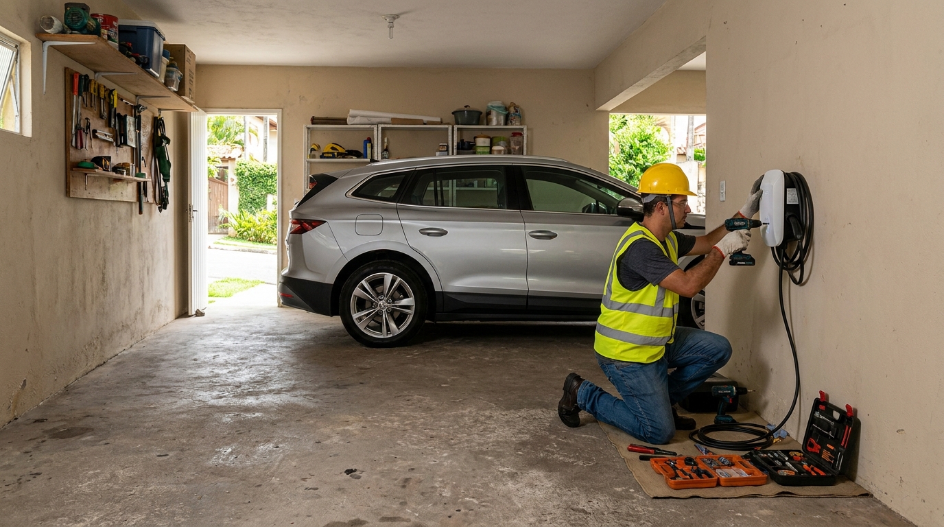 Instalacao de carregador de carro eletrico residencial em Fortaleza‑CE