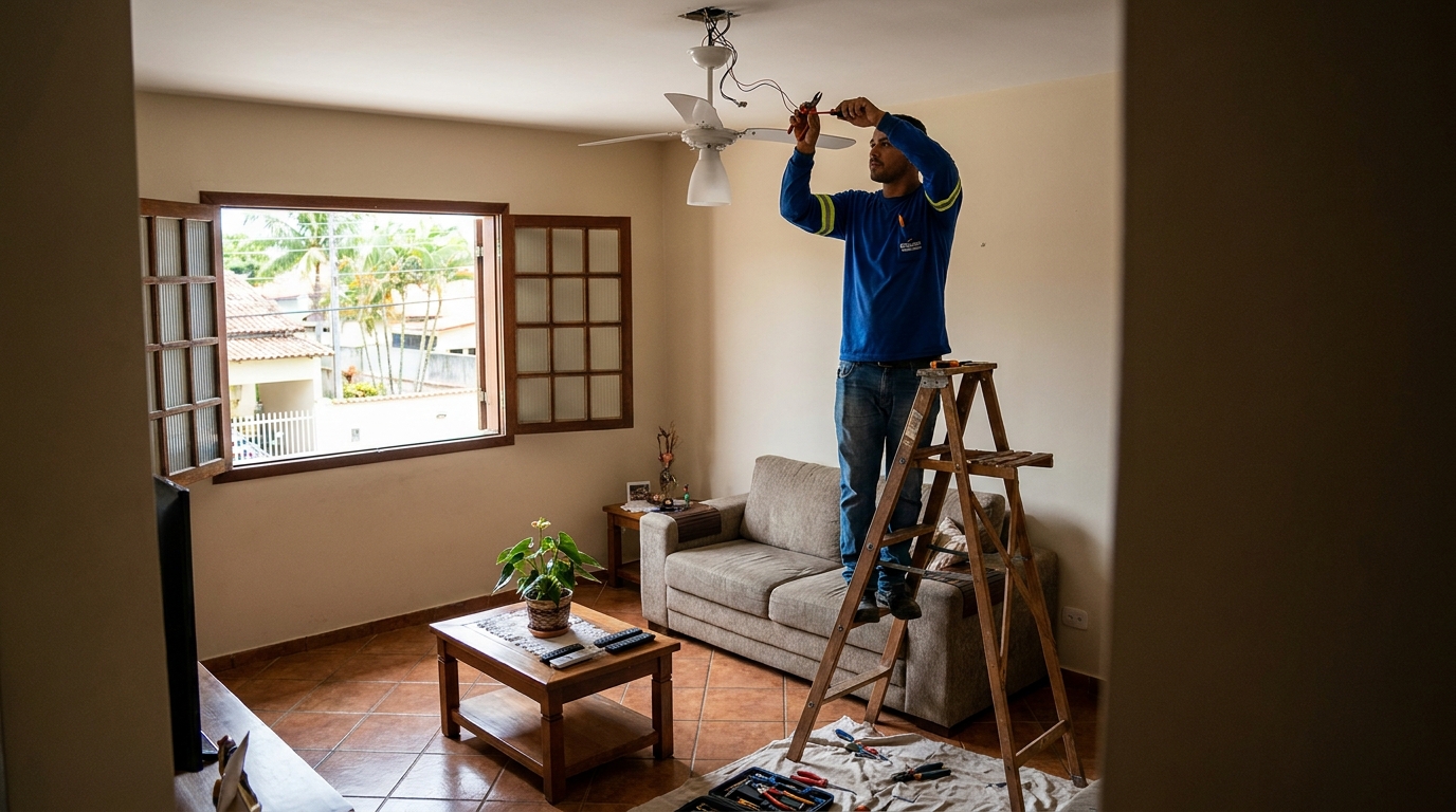 Instalacao de ventilador de teto profissional em Fortaleza‑CE